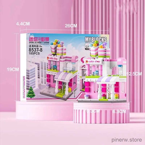 Blocks House Blocks Mini City Shop Street View Snack Street Cake Shop Kinderspielzeug Geschenke für Jungen und Mädchen
