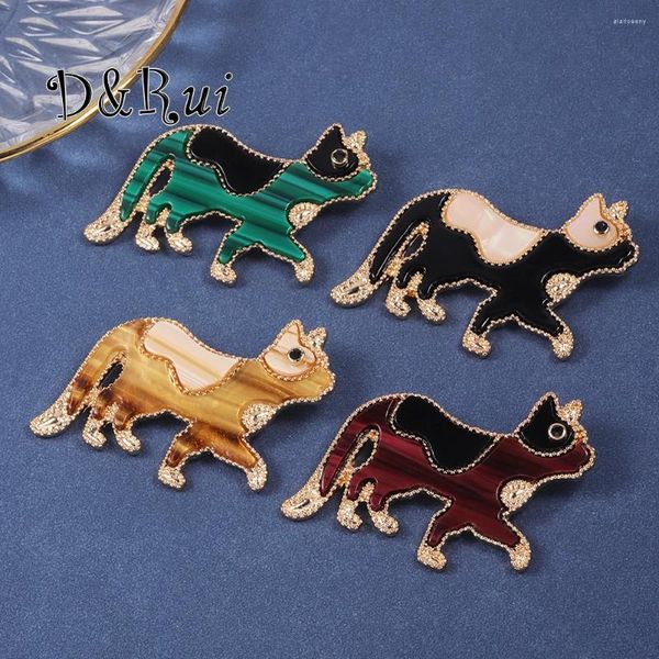 Broches Drui feminino adorável acrílico sino gato broche na moda strass incrustado liga mimi animal pino para mulheres casaco decorar pinos presentes