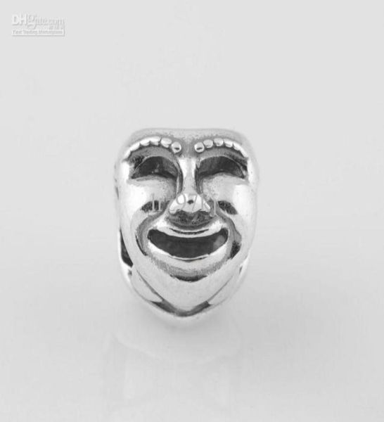 Authentische S925-gestempelte Sterlingsilber-Charm-Perle mit Theater-Drama-Maske, passend für europäische Schmuckarmbänder und Halsketten10892451458611