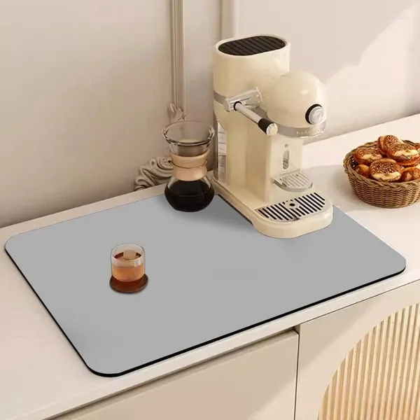 Tapetes de mesa Almofada de drenagem de borracha Super Talheres Tapete de cozinha absorvente de drenagem de café minimalista