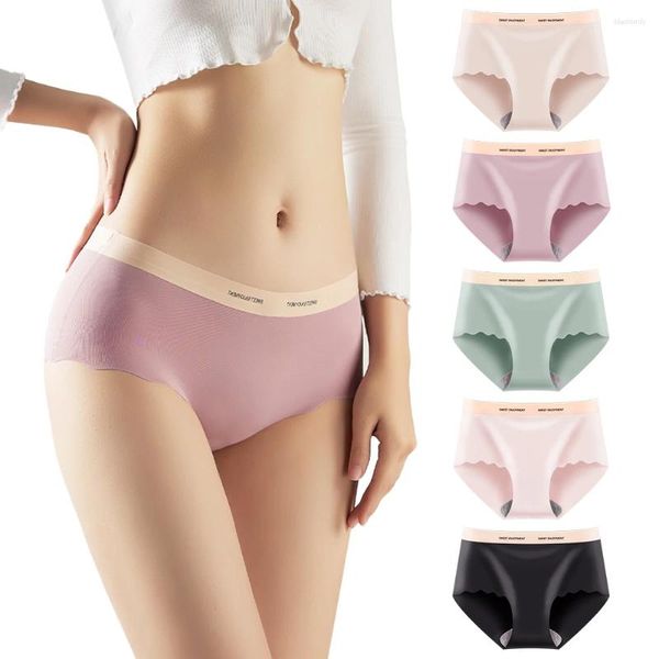 Mutandine da donna Varsbaby Slip senza cuciture 5 pezzi No Show Bikini invisibile a vita bassa in seta ghiacciata, confezione da 5