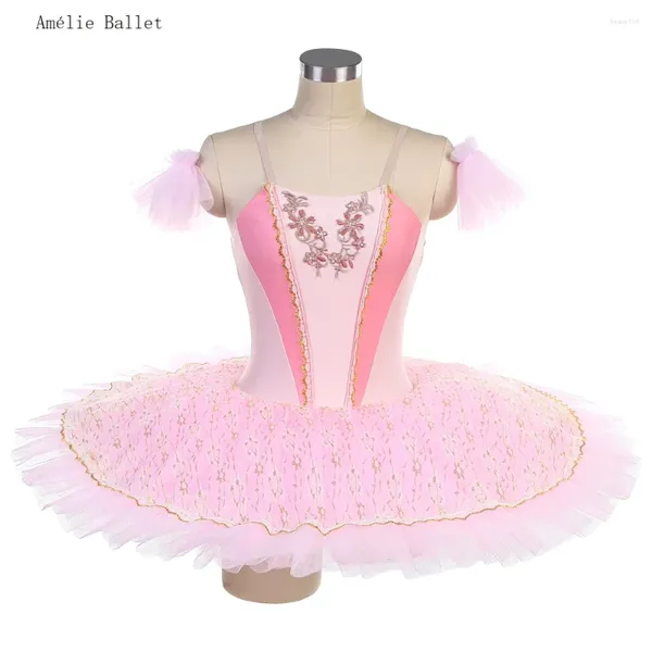 Sahne Giyim BLL009 Pembe SPANDEX Klasik Bale Dans Tutu Profesyonellik Öncesi Gözleme Elbisesi Çocuk Yetişkin Performansı