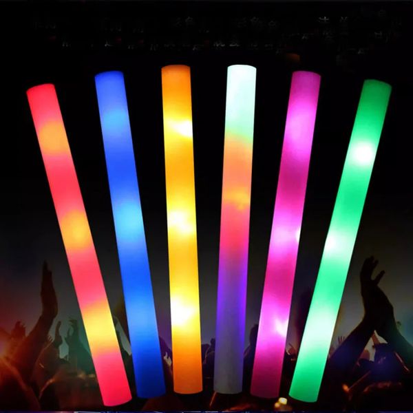 20 pçs colorido esponja espuma fluorescente haste luz vara concerto respondendo flash bar desempenho mostrar grande brilho led 240122