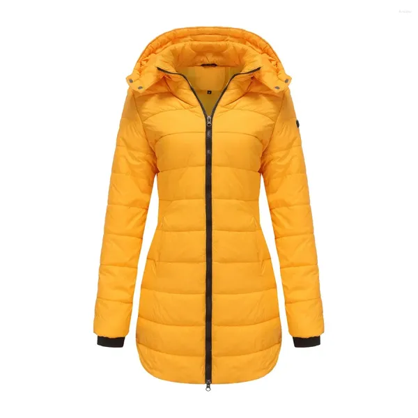 Женские тренчи, зимние куртки для женщин, 2024, стеганая куртка-пуховик, длинное холодное пальто, парки Abrigo Mujer Manteau Femme Hiver, желтый, темно-синий