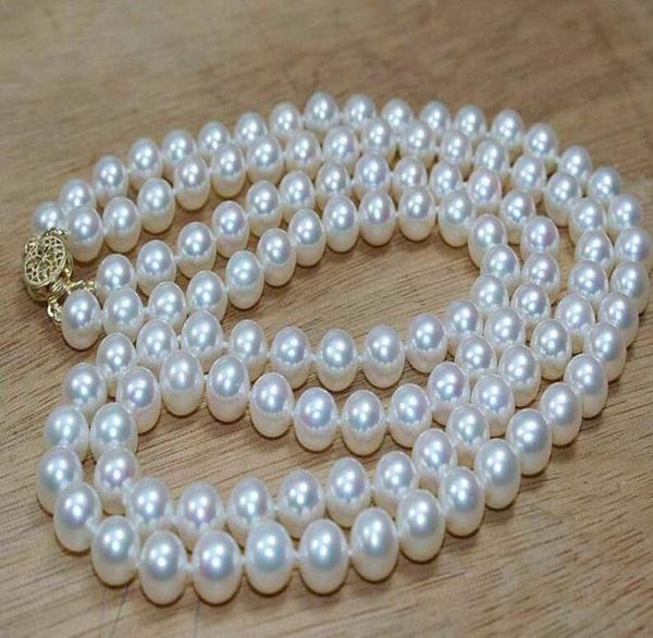 Gioielleria con perle fini veloci Doppi fili 89 mmCollana di 100 vere perle bianche naturali del mare del sud 18quot19 quot8579458