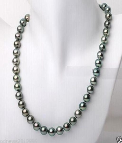 Fast Real Fine Pearls Jewelry 1820 Zoll 910 mm echte Tahiti-Perlenkette mit schwarzem Pfauenblau und grünem 14-Karat-Verschluss5046398