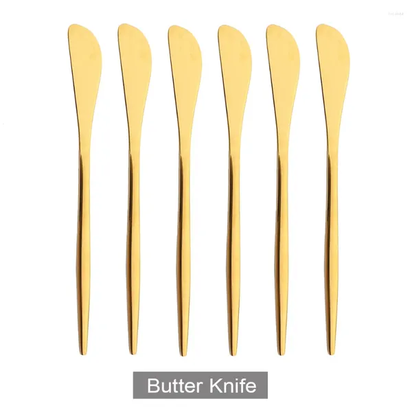 Messer JANKNG 6/4 Stücke Edelstahl Spiegel Butter Messer Käse Dessert Marmelade Streuer Creme Messer Utensilien Besteck Gold Werkzeug