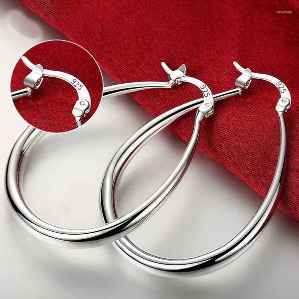 Brincos de argola 925 prata esterlina simples 40mm em forma de u para mulheres moda charme acessórios de joias de casamento atacado