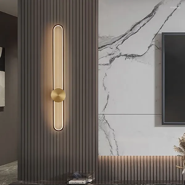 Lampada da parete moderna di lusso in stile minimalista in oro nero a led per soggiorno, camera da letto, corridoio, comodino, design per interni, luce decorativa