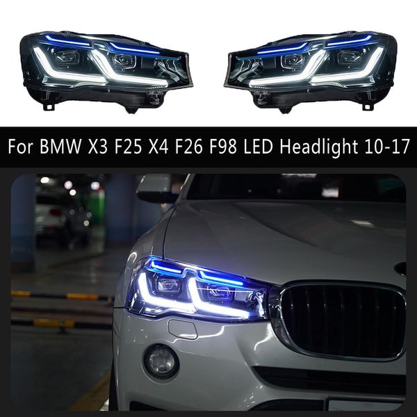 Araba Stili Ön Lamba BMW için Gündüz Çalışan Işık BMW X3 F25 X4 F26 F98 LED Far Düzeneği 10-17 Salel Sinyal Göstergesi