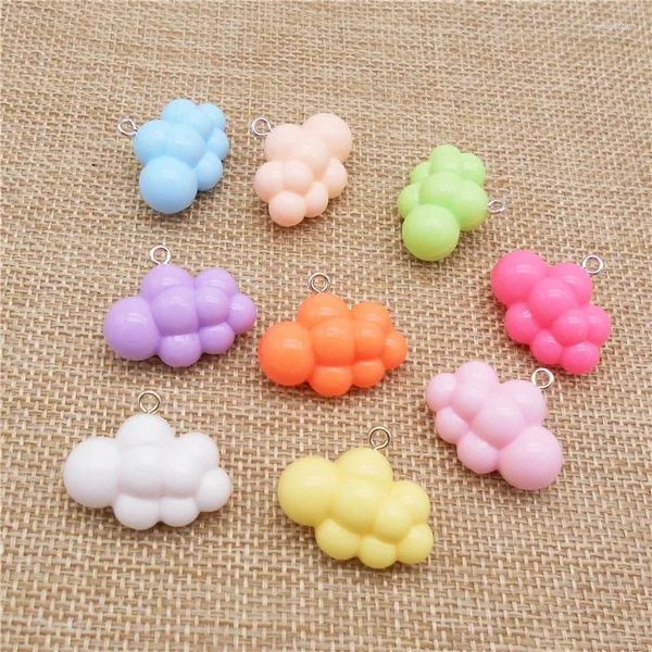 Charms 10PCS Harz Cartoon Wolke Form Zufällige Farbe Anhänger Für Ohrringe Halskette Armband Handgemachten Schmuck Diy Zubehör