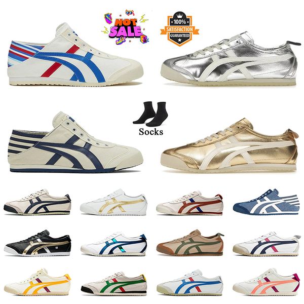 Casual Designer Onitsuka Tiger Mexico 66 Shoes Tigers Onitsukass Canvas Trainers Silver Gold Off White Black Off White Jogging Sneakers