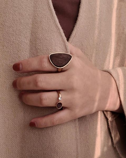 2 designs drk anéis de madeira para mulheres irregulares anéis geométricos de ouro sttement anéis tamanho grande joias de cada dia 20212407462