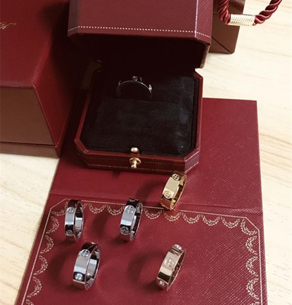 Anelli d'amore vite in acciaio al titanio Anelli con diamanti La moda europea e americana si riferisce alle coppie anelli in oro rosa designer ring5020433