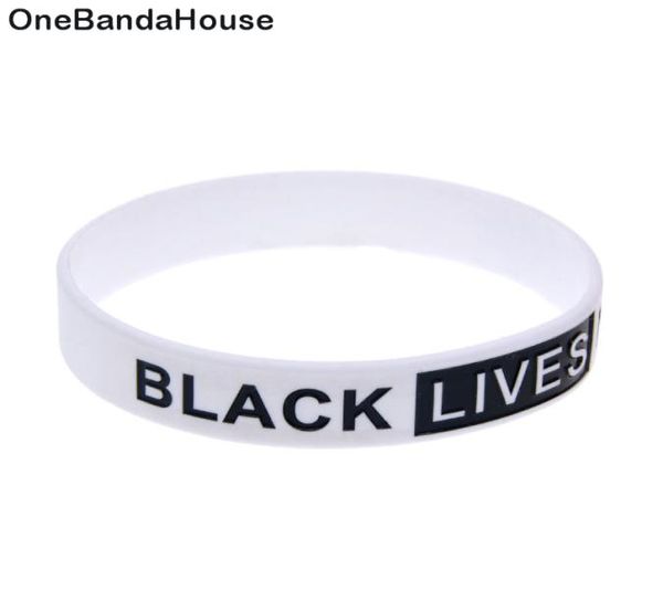 100 Stück schwarz-weißes klassisches Dekorationslogo Black Lives Matter Silikonkautschuk-Armband als Werbegeschenk5734531