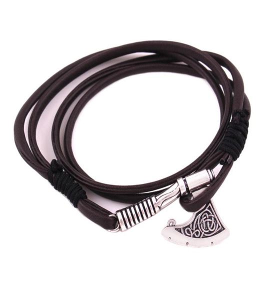 2018 Mode Silbercharm Leder -Trinket Viking Amulett Slawisches Schwert Axt Anhänger Schild Anhänger Armband Schmuck 9791610