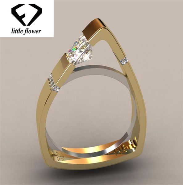 Anello con diamanti a forma di triangolo geometrico creativo Bizuteria in oro 14 carati con pietre preziose per le donne Anello con anelli di peridoto Bague Etoile 20195312362