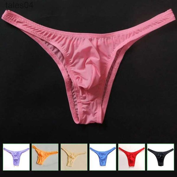 Slips Höschen heiße Männer Tanga Spandex Nylon Niedrige Taille Homosexuell Herren Tangas und G-Strings Sexy Pouch Convex Bikini Unterwäsche Cueca Homosexuell Männer Unterwäsche YQ240218