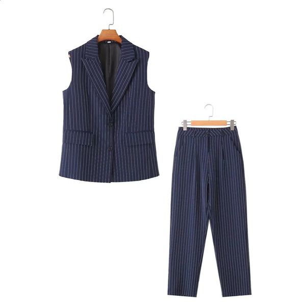 Taop Za Prodotto per l'inizio della primavera Set di leggings corti per gilet a righe versatili e casual da donna 240127