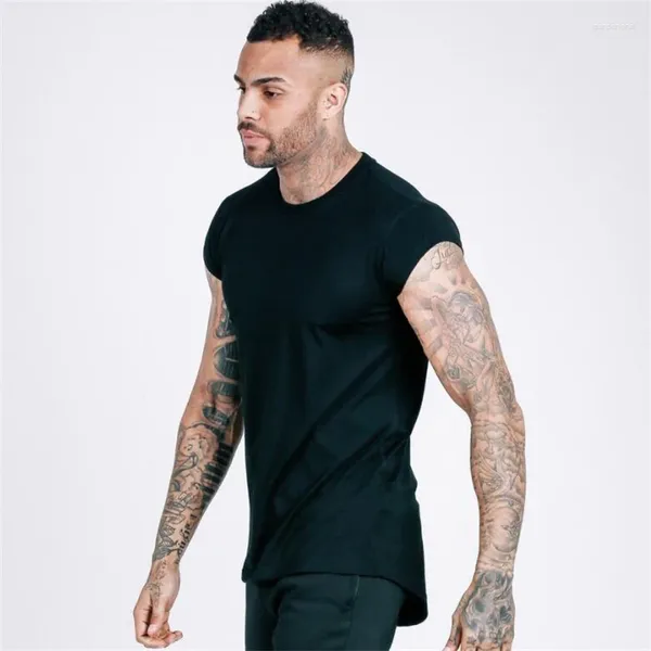 Erkekler T Shirt Marka Giyim Moda 2024 Yaz Mens Fitness Gömlek Vücut İnşa Kası Erkek Kısa Kol İnce Pamuk Spor Giyim Tişört