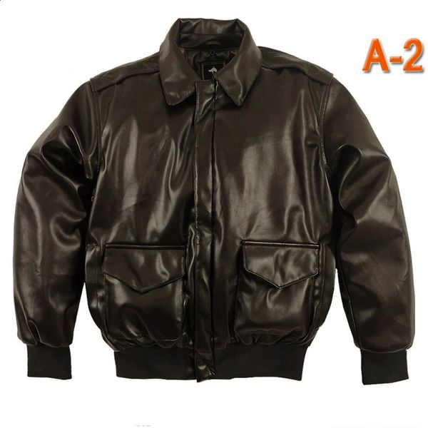 A2 jaquetas de couro dos homens inverno retro eua força aérea bombardeiro jaqueta grossa pu motocicleta jaqueta militar winderbreaker solto 240202