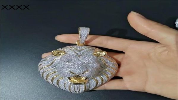 Iced Out Подвеска Кубинская Цепочка Звена Большие Подвески Мужские Ювелирные Изделия Хип-Хоп Роскошный Дизайнер Ожерелье Bling Бриллиантовый Лев Животное Рэпер DJ A2512685