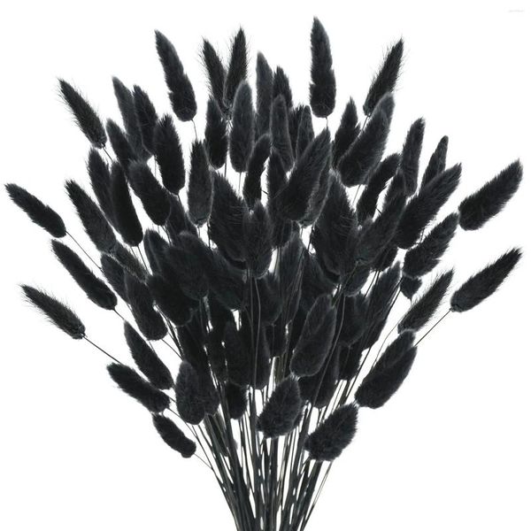 Fiori decorativi 100 pezzi Natural Black Code Secchi Composizioni floreali in fattoria Lagurus Ovatus Pampas Erba Decor Wedding Craft