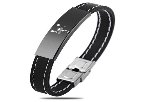 2018 Neues Silikonarmband mit 12 Sternzeichen für Männer und Frauen, Edelstahlverschlüsse, Jungfrau, Waage, Skorpion, Herrenarmbänder, Armband 9555527