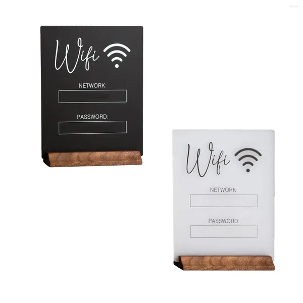 Cornici WiFi Password Sign Po Block Holder Acrilico cancellabile con base in legno