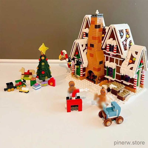 Blocchi 1691 pezzi Babbo Natale Gingerbread House Building Blocks Mattoni 10267 Elk Gingerbread Man Village Bambini Assemblaggio Giocattolo Regali di Natale