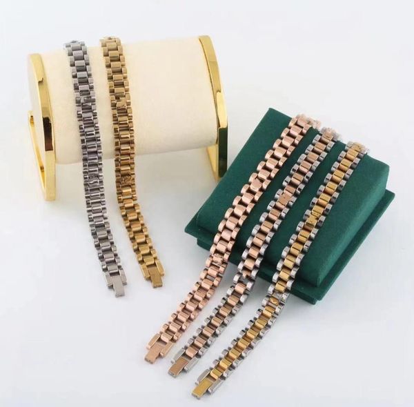 Bracciale di design di lusso da donna gioielli di moda amore braccialetto catena in acciaio inossidabile da uomo cinturino per orologio di buona qualità design amici bang8441121