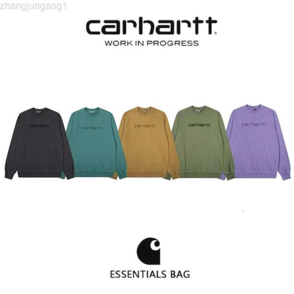 24SS Designer Carhart Bag Carharrt Chaopai Washed Heavy Industry Kaha T Klassischer, mit Buchstaben bestickter Herren- und lockerer Kapuzenpullover