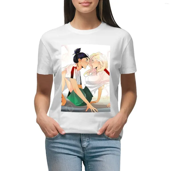 Kadın Polos Mitsu ve Celia School Life Göz Göz Kavrağı Mashersan T-Shirt Sevimli Üstler Gömlekler Grafik Tees Anime Giysileri Elbise Kadınlar İçin Uzun