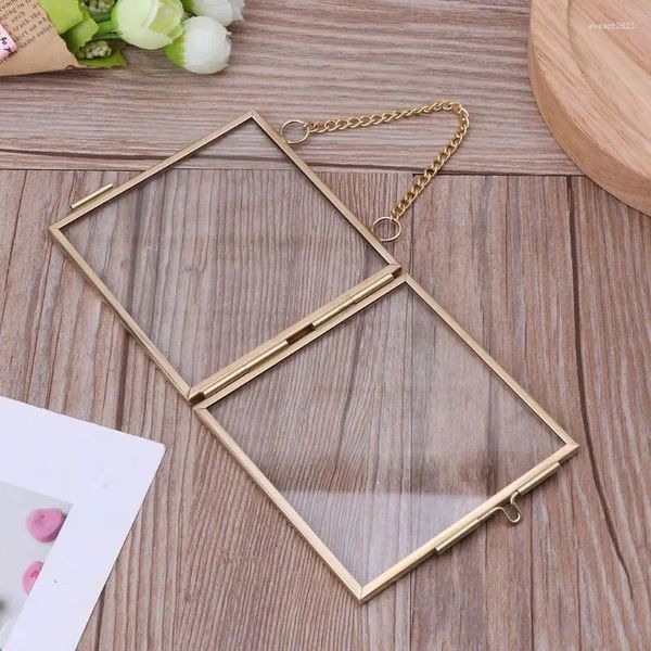 Rahmen DIY Metall Po Rahmen Hochtransluzentes Glas Pos Ordnerhalter für an der Wand montierte Feder getrocknete Blumendekoration