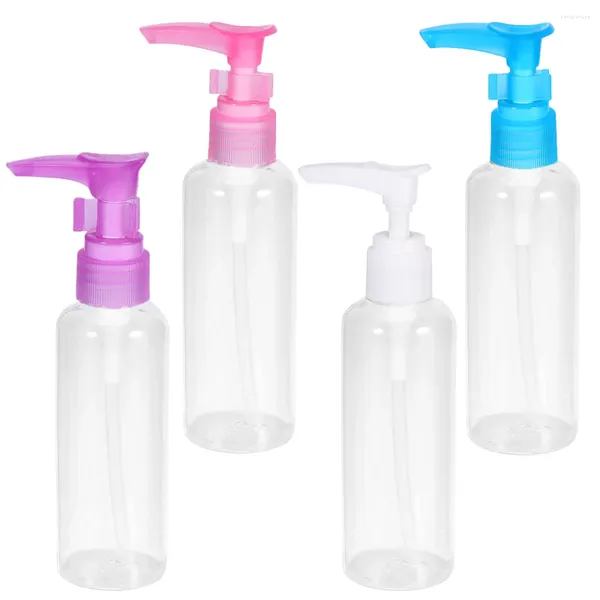 Lagerung Flaschen 4 stücke Nachfüllbare Pumpe Shampoo Flasche Klare Leere Lotion Für Home Reise Küche Badezimmer Container 100 ml (