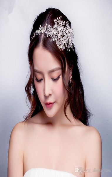 2018 Accessori per capelli da sposa Tiara Corona Fascia per capelli da principessa Copricapo da sposa Perle finte per banchetti per feste Corea 8576459