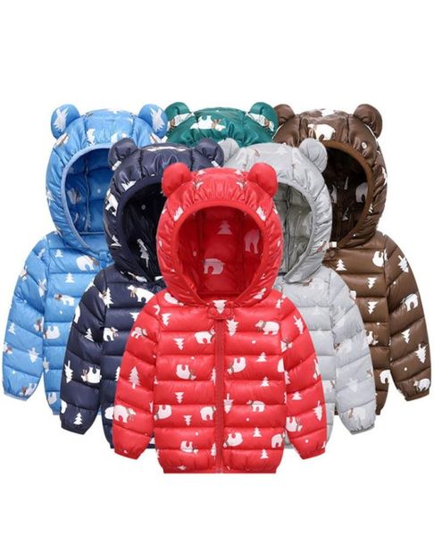 Inverno bebê leve grosso algodão acolchoado meninas jaqueta com capuz recém-nascido outwear impresso urso dos desenhos animados menina menino roupas puffer coat5198532