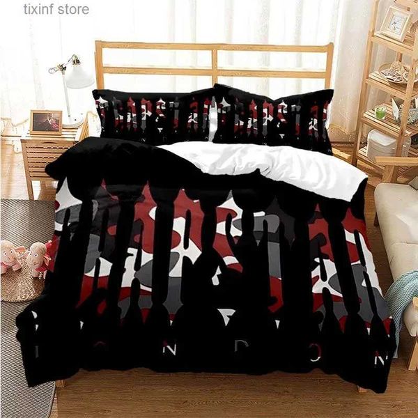 Bettwäsche-Sets Trapstar London Fashion Digitaldruck Bettwäsche-Set Bettbezug Tröster Bett Single Twin Full Queen Jugend Kinder Mädchen Jungen Geschenk T240218