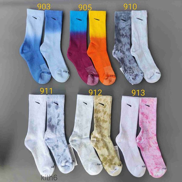 Tech Fleece Tie-dye Mens Meias Designer Colorido Moda Meias All-Match Womens Respirável Algodão Futebol Basquete Esportes para Homens HMZC