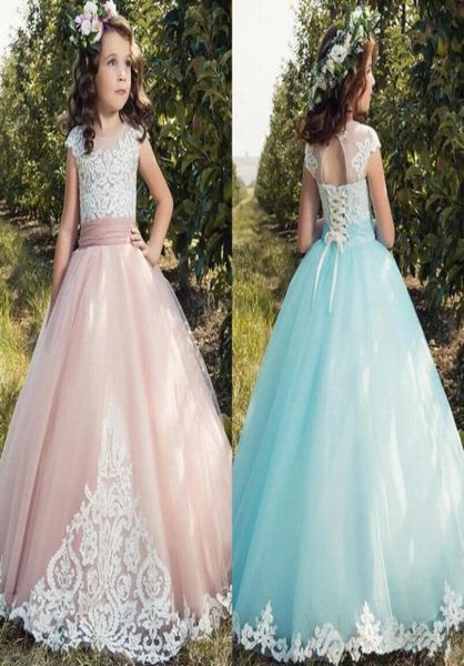 Festzug Kinder Kleid Spitze Blumenmädchenkleider für Tanz Hochzeit Mädchen Prinzessin bodenlangen Kind Party Geburtstag Kleid ytz3513946968