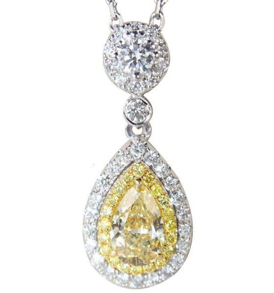 Luxuriöses Gruppenset mit imitiertem amerikanischen Dcolor-Moissanit-Anhänger, birnenförmiger Topas-Rosa-Diamant-Halskette für Damen2257070