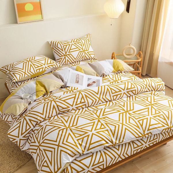 Homepage roupa de cama listrada dourada, capa de edredom travesseiro FR king US twin UK Queen AU tamanho único 200 * 230 cm (sem roupa de cama) 240218
