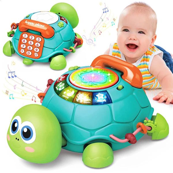 Brinquedos do bebê 618 meses música tartaruga rastejando luz som brinquedo menina menino aprendizagem precoce educacional infantil presentes da criança 240131