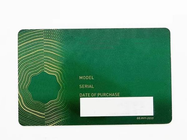 En Kaliteli Yeşil Güvenlik Garantisi Kartları Plastik İzleme Seyahat Kutuları Kart 3D Özel Baskı Modeli Seri Numarası Gravür Fiyat Etiketleri Rolex için