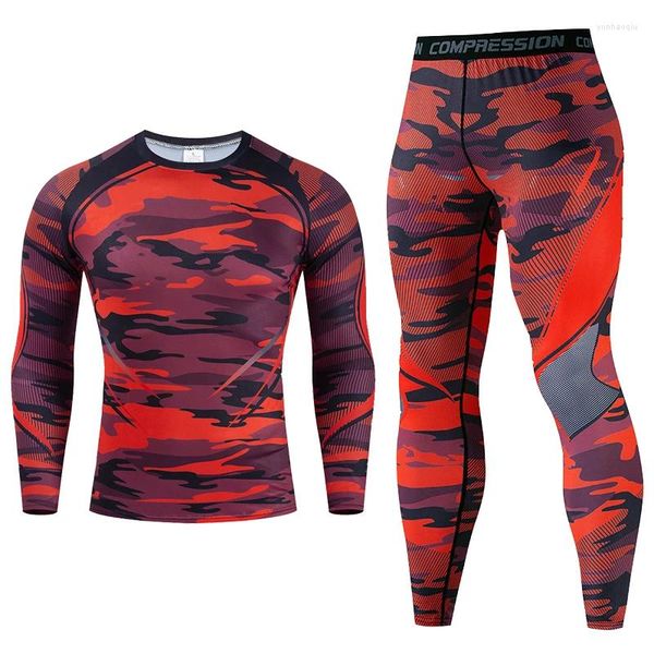 Tute da uomo Tute sportive di alta qualità Design Leggings a compressione Camicia a maniche lunghe personalizzata Rash Guard stampato sublimato da uomo