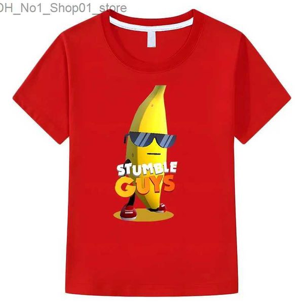 T-Shirts Stumble Guys T-Shirts Mädchen Jungen Cartoon Banane Lässige Kurzarmoberteile Kinder Stumble Guys Spiele T-Shirts y2k Mädchen Jungen Kleidung Q240218
