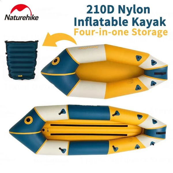 Barco de caiaque inflável de nylon 210D portátil dobrável canoa de pesca singledouble 240127
