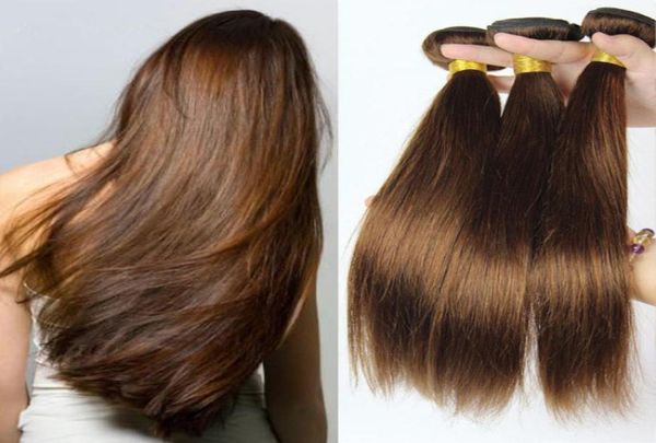 4 средних каштановых индийских волос, шелковистые прямые пучки человеческих волос, 7А, необработанные индийские человеческие волосы, шоколадно-каштановые волосы We57086878