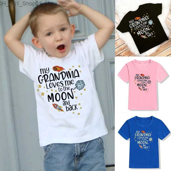 T-shirt Mia nonna Love Me To The Moon and Back Stampa Divertente T-shirt per bambini T-shirt manica corta unisex per bambini Moda Boy Girl Streetwear Q240218