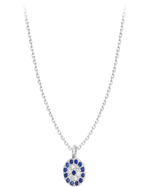 Delicate collane in argento sterling S925 con pietra zircone femminile Collana con pendente a catena clavicola occhio azzurro turco Accessori donna Jew1192709